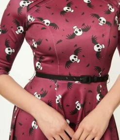 Fan Flair Corpse Bride X Unique Vintage Wine & Flying Skulls Stephanie Flare Dress