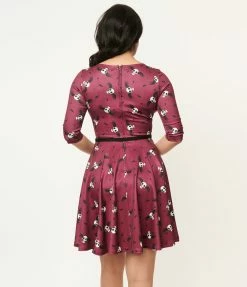 Fan Flair Corpse Bride X Unique Vintage Wine & Flying Skulls Stephanie Flare Dress