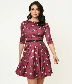 Fan Flair Corpse Bride X Unique Vintage Wine & Flying Skulls Stephanie Flare Dress