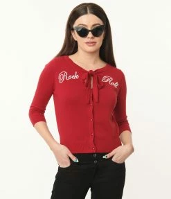 Collectif 1950s Red Rock & Roll Cardigan Sale