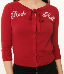 Collectif 1950s Red Rock & Roll Cardigan Sale