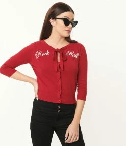 Collectif 1950s Red Rock & Roll Cardigan Sale