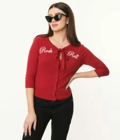 Collectif 1950s Red Rock & Roll Cardigan Sale