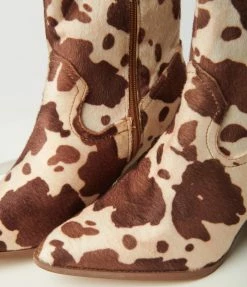 Mata Group Tan & Cream Cow Print Calf Hair Boot