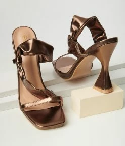 Mata Group Bronze Matte Wrap Spool Heels