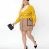 Sale Smak Parlour Plus Size Orange & Black Tweed Campus Mini Skirt