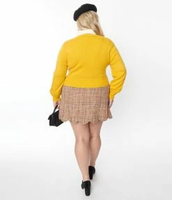 Sale Smak Parlour Plus Size Orange & Black Tweed Campus Mini Skirt