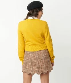Smak Parlour Orange & Black Tweed Campus Mini Skirt