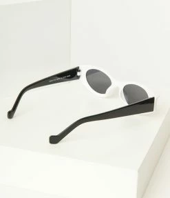 AJ Morgan Eyewear (B2B Wholesale) Black & White Small Oval Sunglasses