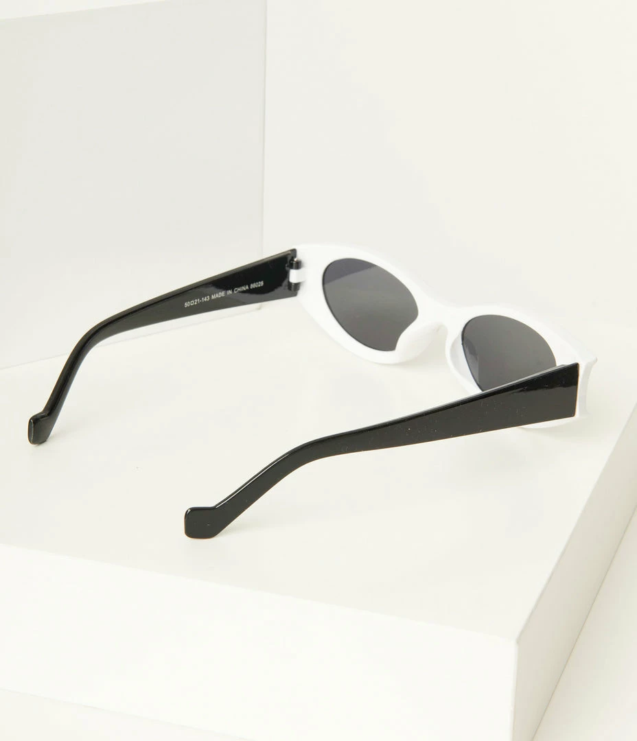 AJ Morgan Eyewear (B2B Wholesale) Black & White Small Oval Sunglasses