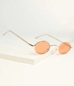 Lucent Product Inc. Gold & Coral Tinted Oval Sunglasses