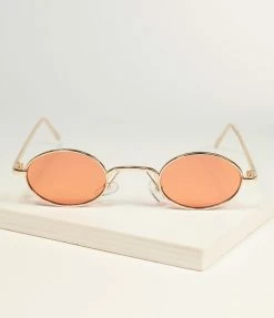 Lucent Product Inc. Gold & Coral Tinted Oval Sunglasses