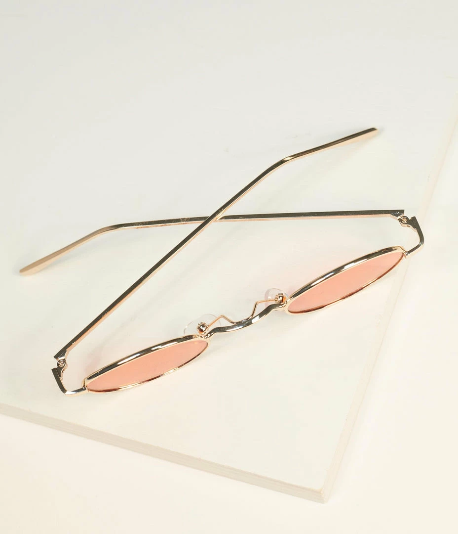Lucent Product Inc. Gold & Coral Tinted Oval Sunglasses