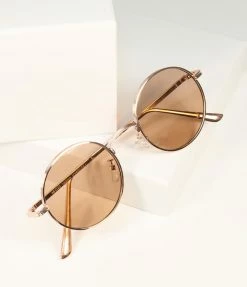 Lucent Product Inc. Gold Round Sunglasses Accessories