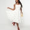 Magnolia Place White & Red Raspberry Eyelet Ray Swing Dress Sale