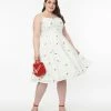 Magnolia Place Plus Size White & Red Raspberry Eyelet Ray Swing Dress Clothing