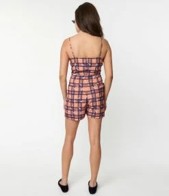 SHEEN Clothing Ltd Sale Orange & Purple Plaid & Ghosts Romper