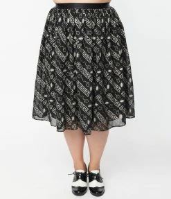 Beetlejuice X Unique Vintage Plus Size Strange & Unusual Glow In The Dark Midi Skirt