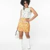 Flintstones X Smak Parlour Mustard & Dino Print Mod Skirt Clothing