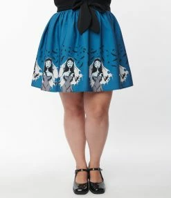 Fan Flair Corpse Bride X Unique Vintage Plus Size Emily Border Flare Skirt