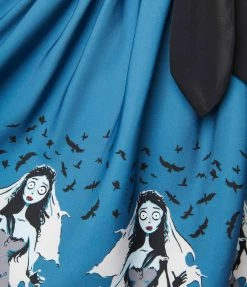 Corpse Bride X Unique Vintage Emily Border Flare Skirt Fan Flair