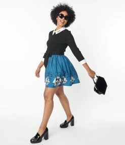 Corpse Bride X Unique Vintage Emily Border Flare Skirt Fan Flair