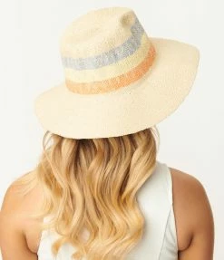 FAME Accessories Hats Blue & Orange Striped Sun Hat