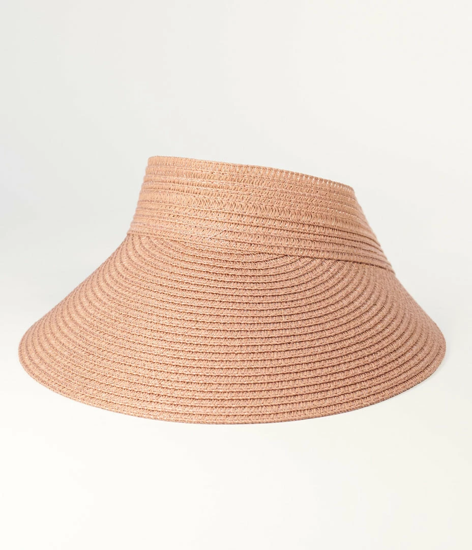FAME Accessories Pink Braided Straw Visor