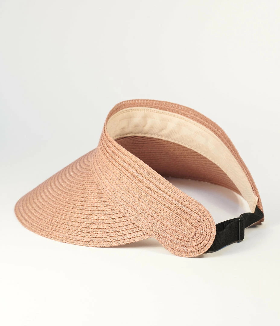 FAME Accessories Pink Braided Straw Visor