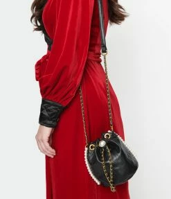 Betsey Johnson Black Leatherette Bucket Bag New Arrivals!