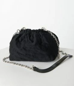 Betsey Johnson Black Quilted Bucket Bag With Drop Charms Accessories