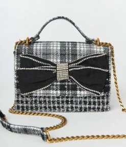 Betsey Johnson Black & White Plaid Convertible Handbag