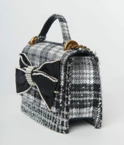 Betsey Johnson Black & White Plaid Convertible Handbag