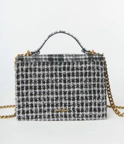 Betsey Johnson Black & White Plaid Convertible Handbag