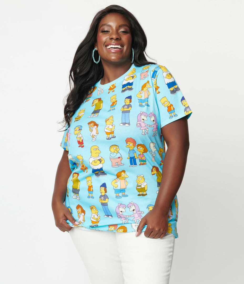 Cakeworthy Plus Size Simpsons Kids All Over Print Unisex Tee