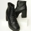 Joia Black Leatherette Chunky Ankle Boots