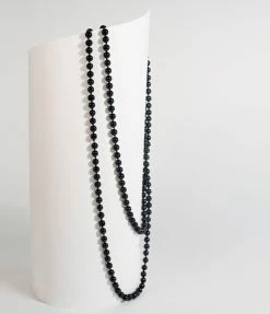Unique Vintage Flapper Black 60" Long Pearl Necklace
