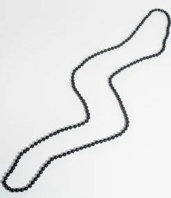 Unique Vintage Flapper Black 60" Long Pearl Necklace
