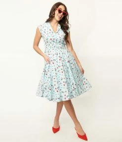Sale Magnolia Place Light Blue Magical Charm Print Tamara Swing Dress