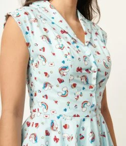 Sale Magnolia Place Light Blue Magical Charm Print Tamara Swing Dress