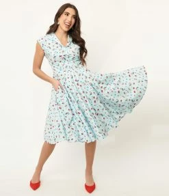 Sale Magnolia Place Light Blue Magical Charm Print Tamara Swing Dress