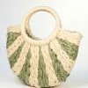FAME Accessories Handbags Olive & White Braided Straw Handbag