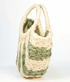 FAME Accessories Handbags Olive & White Braided Straw Handbag