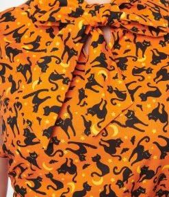 Retrolicious Black Cat Bow Blouse Sale