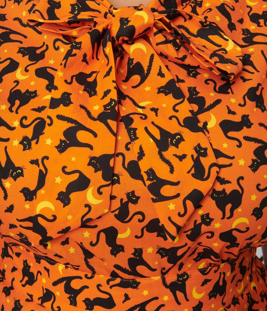 Retrolicious Plus Size Black Cat Bow Blouse Sale