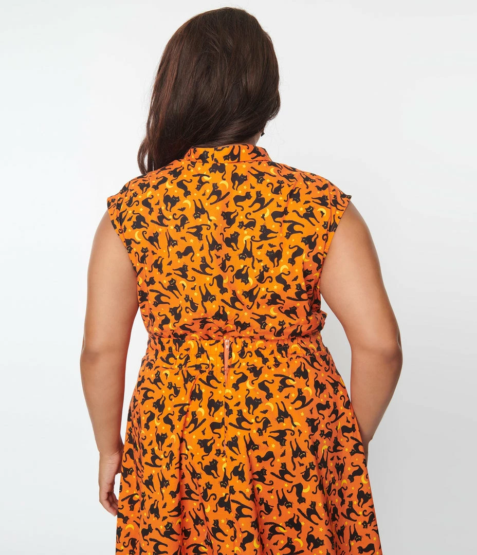 Retrolicious Plus Size Black Cat Bow Blouse Sale