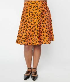 Retrolicious Plus Size Black Cat Skater Skirt Sale