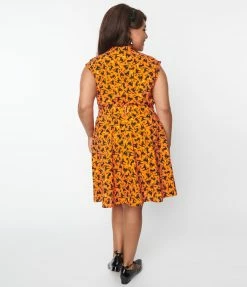 Retrolicious Plus Size Black Cat Skater Skirt Sale