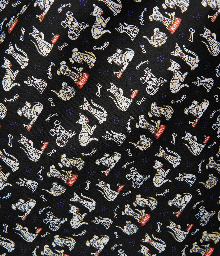 Retrolicious Plus Size Black & Spooky Pets Flare Dress