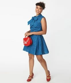 Retrolicious Navy Sailboats Flare Skirt Clothing